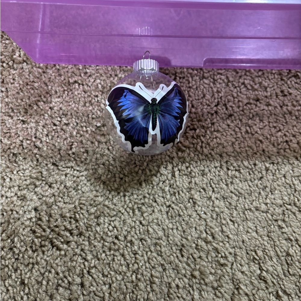 Butterfly Ornament with Blue and Black Design